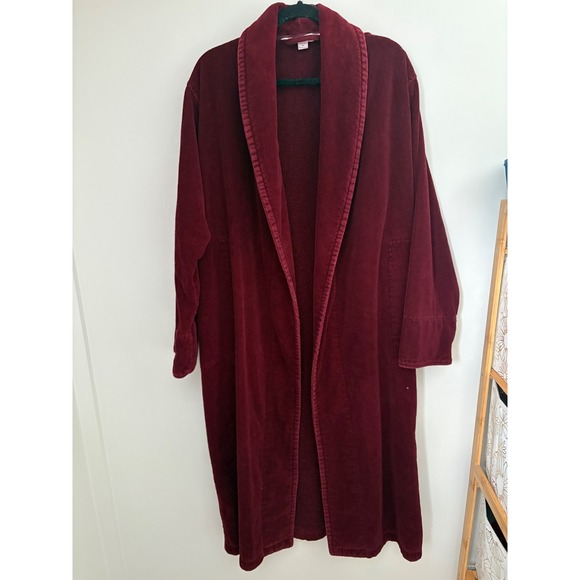 Vintage Victoria's Secret Burgundy Corduroy Long Robe M/L Cotton Sleepwear - Picture 1 of 9